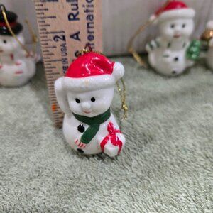 Miniature Santa and Snowmen Ornaments